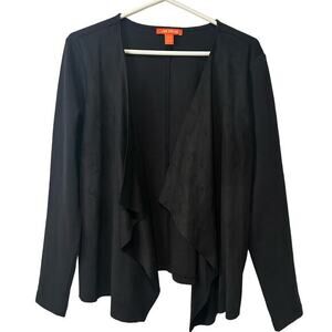 Joe Fresh Open Front Waterfall Jacket‎ Black Sz Medium Suede Office Career Basic